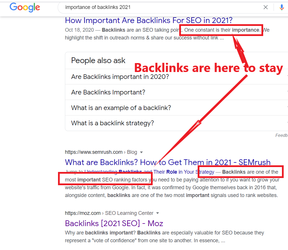 Backlinks are important for SEO