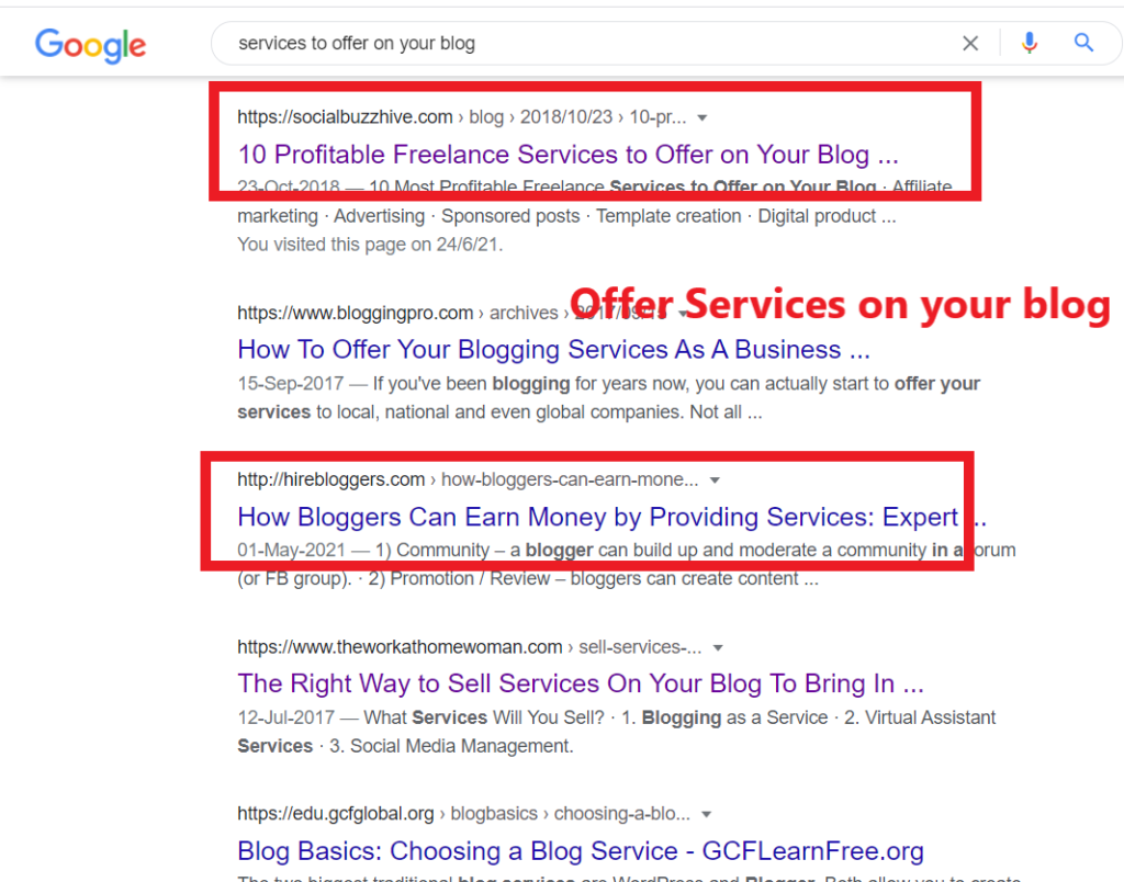 offer services on your blog