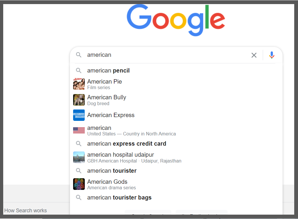 Google Search helps find LSI keywords