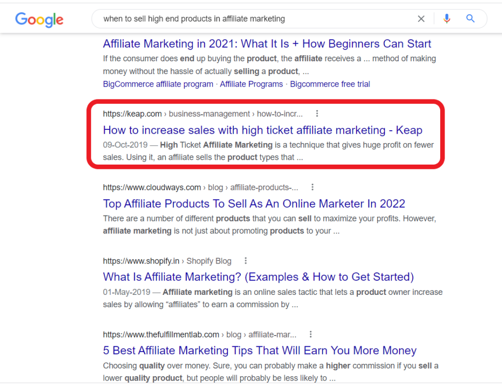 sell high end affiliate products