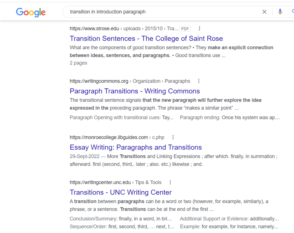 transition in introduction paragraph 