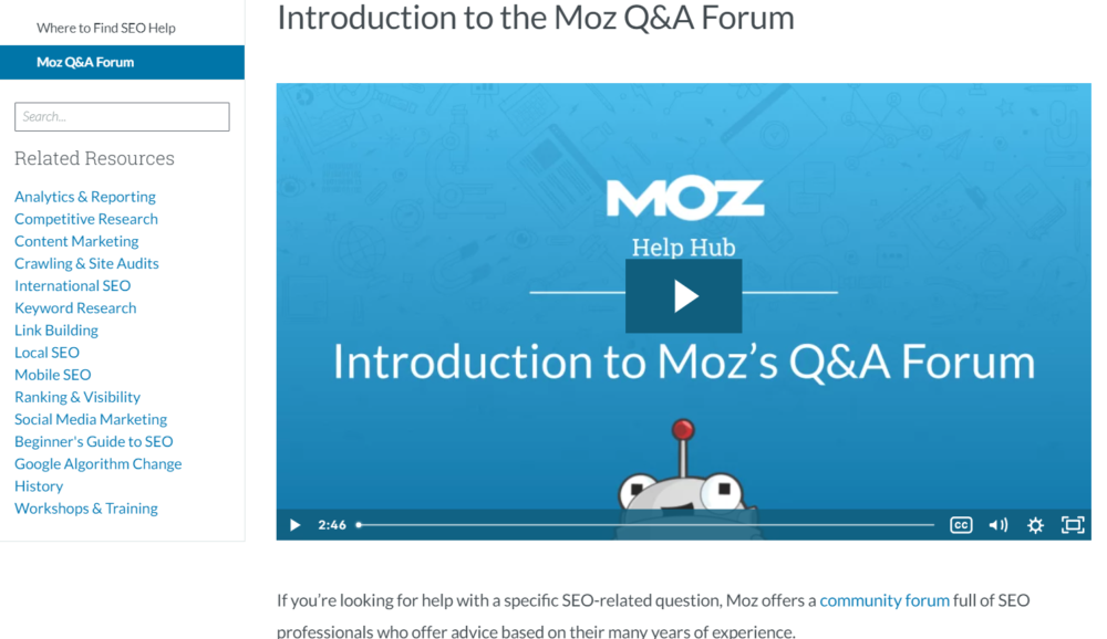 MOZ.com offers free SEO training