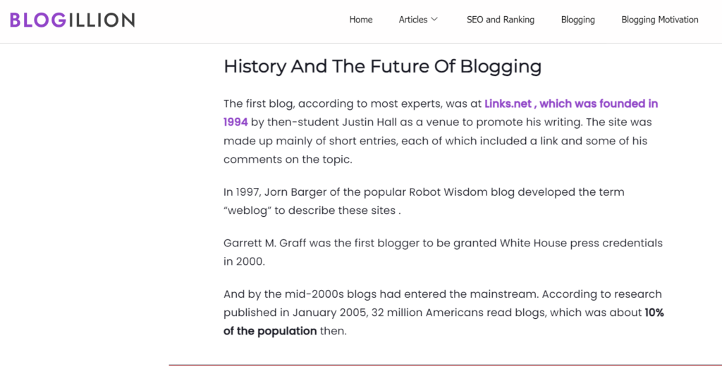 history of  blogging