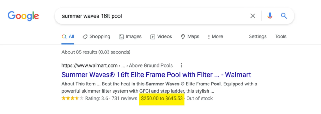 Rich Snippet Type - Price Range
