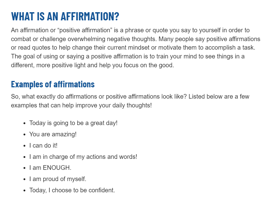 positive affirmation for work definition