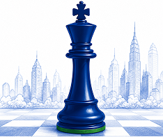 Capital deployment illustration with a chess king